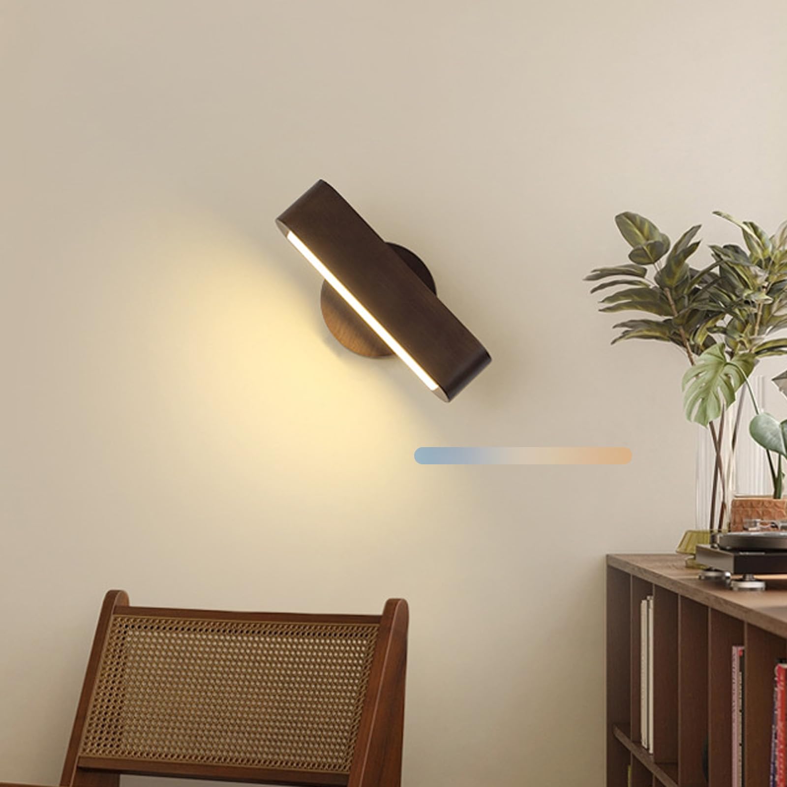 Aplique de pared LED de madera de nogal giratorio con 3 temperaturas regulables 8