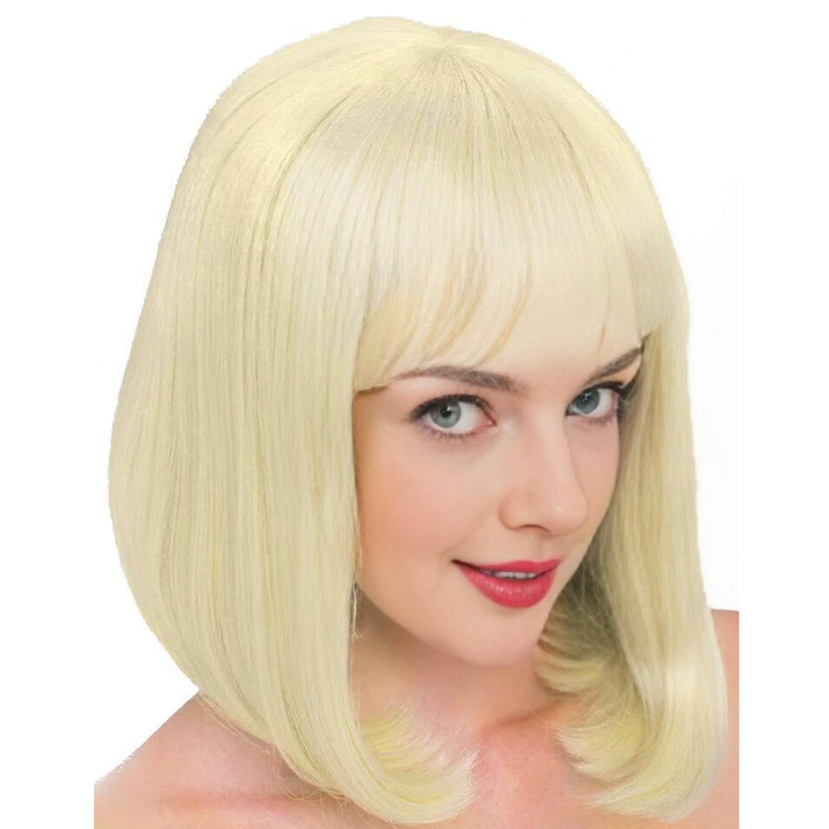 Yamel Blonde Bob Wig with Bangs 11 Inches Short Straight Synthetic Hair Costume Party Cosplay Halloween Wigs for Women Adult