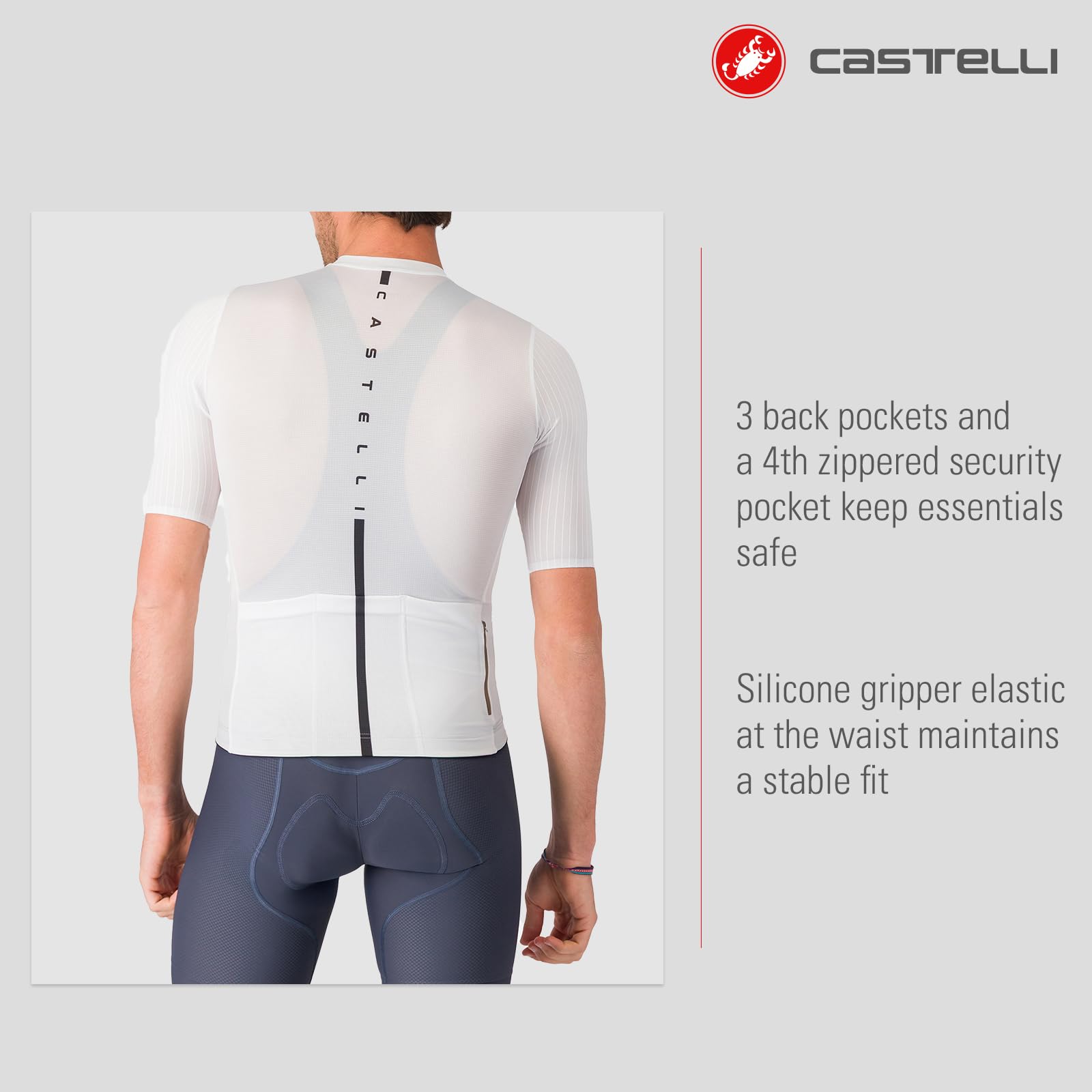 CASTELLI Drittone Logo Jersey da uomo, leggero, traspirante, maglia da ciclismo con vestibilità su misura per un comfort tutto il giorno
