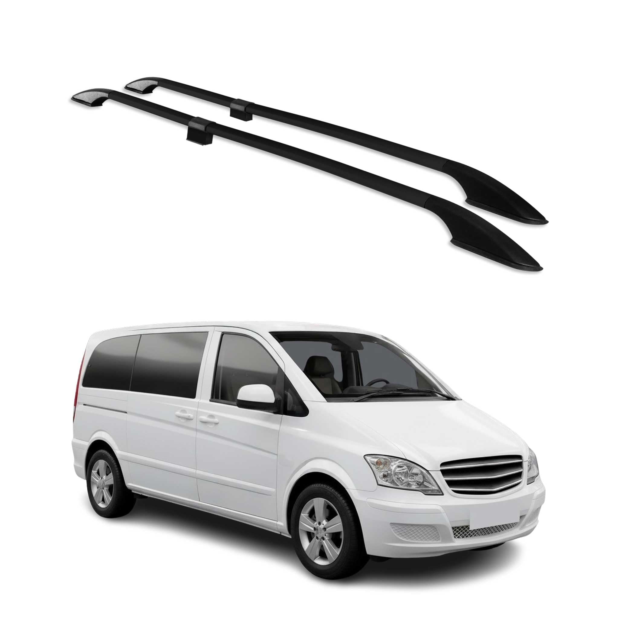 OMAC Rieles de techo compatibles con Mercedes Vito W639 W447 2003-2025 L1 Corto de aluminio negro