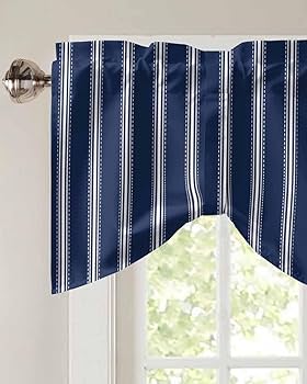 Amazon.com: Navy Blue White Stripes Tie Up Valances for