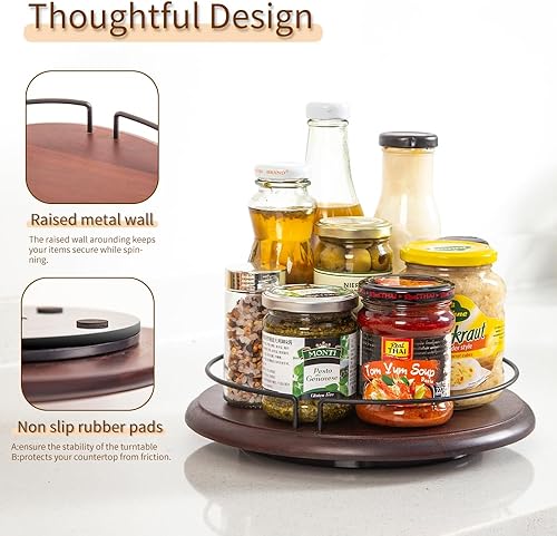 Miniatura 4 de Tocadiscos pequeños Lazy Susan para mesa de comedor de cocina, organizador de gabinete redondo de 9.8 pulgadas, rodamiento de mesa, placa giratoria