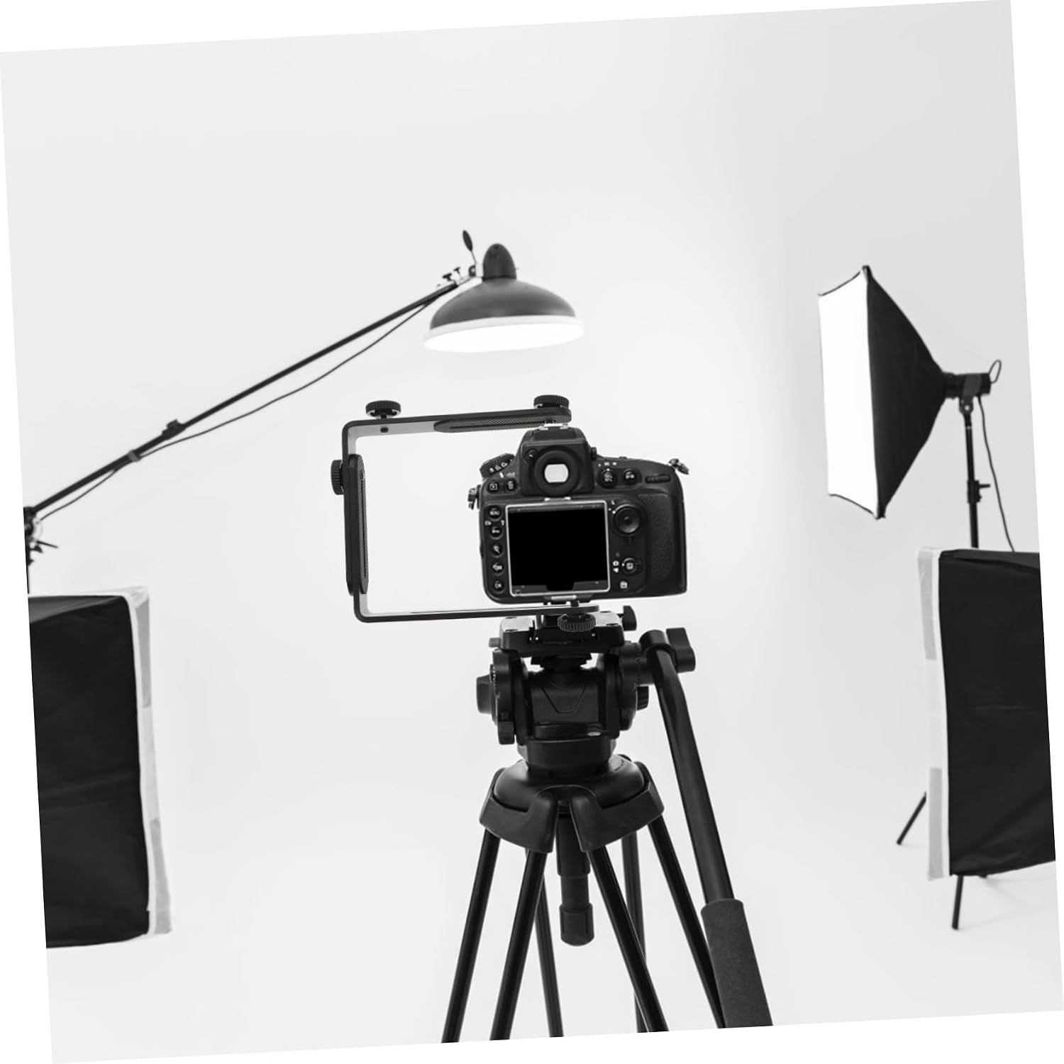 Dual Shaped Metal Camera Bracket for Tripods and Monopods Flash Mount Holder with Direction Stable and Easy to Install Compatible with DSLR and LED Video Lights