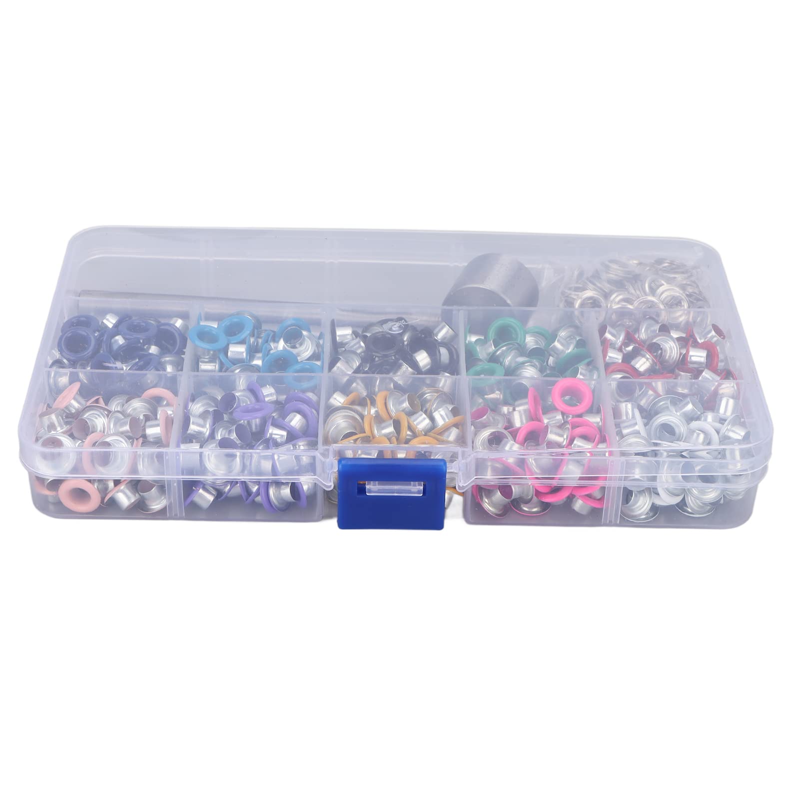 Grommet Tool Kit, Eyelets and Grommets Iron Plastic Material Sturdy Structure Colorful Plating Eyelets Set 10 Color Grommet Tool Kit Eyelet Tool for Clothing Modification (5mm)