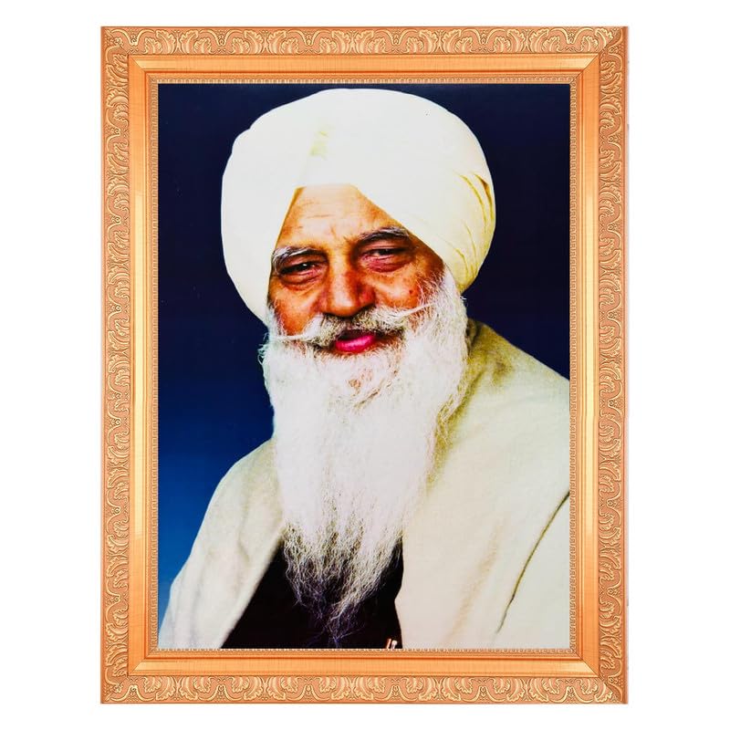 BM TRADERS Radha Soami Guruji Digital Print Photo In Golden Artwork Frame 11 x 14 Inch OR(27.94 X 35.56 Cm)