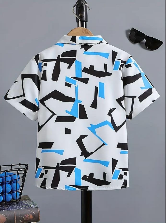 Image of Boy's Kids Regular Fit Short Sleeve Shirt Lightweight and Comfortable (in, Age, 6 Years, 7 Years, Regular, Blue chek)