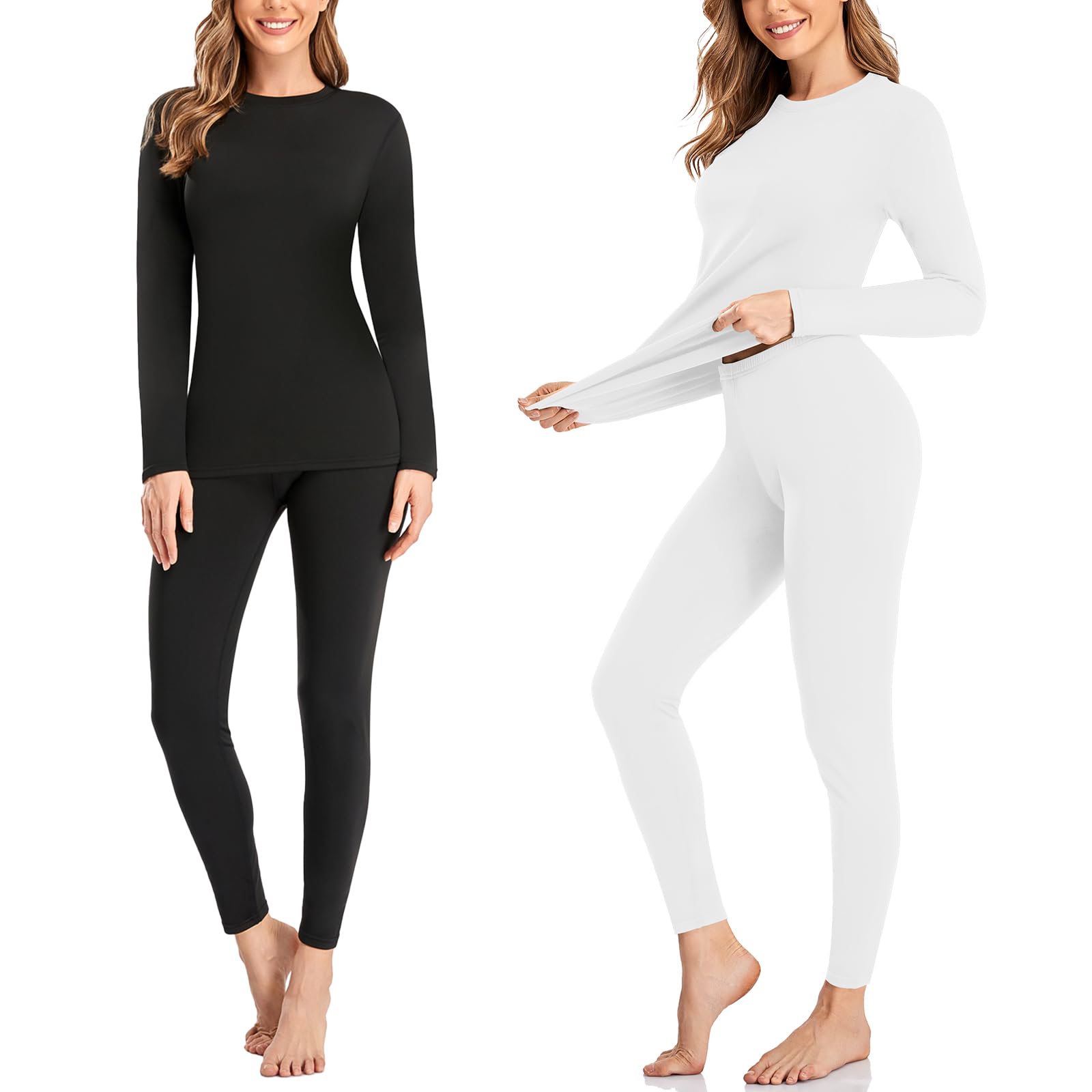2 Pack Thermal Underwear for Women Long Johns Winter Warm Fleece Lined Base Layer Set Cold Weather Top and Bottom-image-12