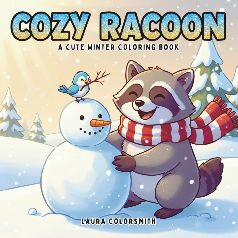 Cozy Raccoon - A Cute Winter Coloring Book: Adorable and Relaxing Coloring Pages Featuring Cozy Winter Raccoons, Snowy Forest Scenes, and Holiday Cheer (Coloring Book For Winter)