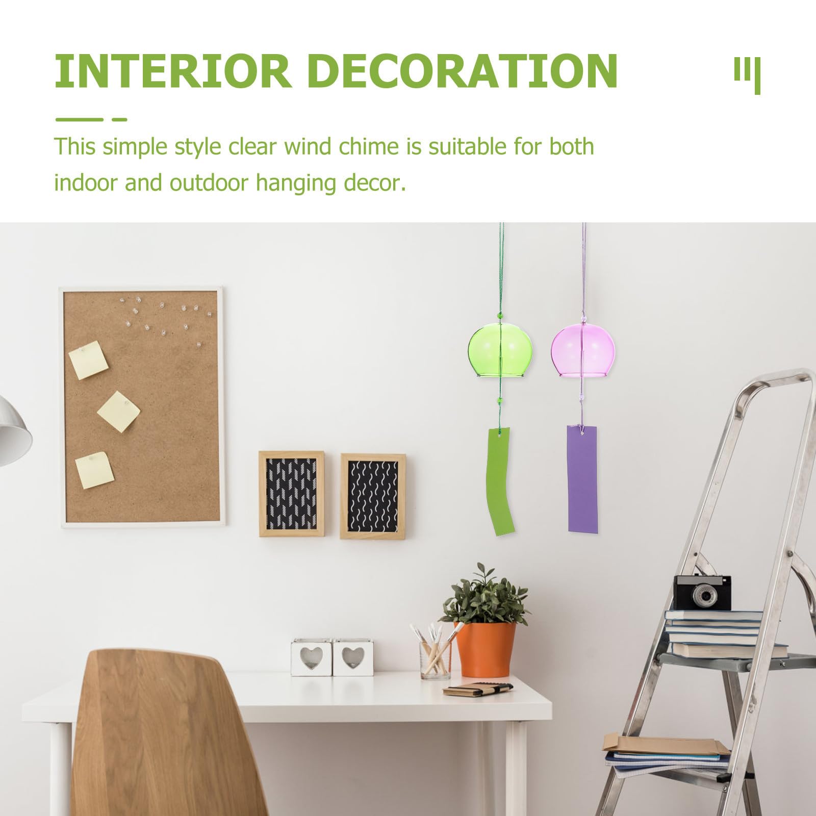 Artibetter 6 Pezzi Campanelli Eolici da Esterno in Vetro Trasparente Suono Rilassante, Design Creativo e Semplice, Decorazione per Balcone e Giardino