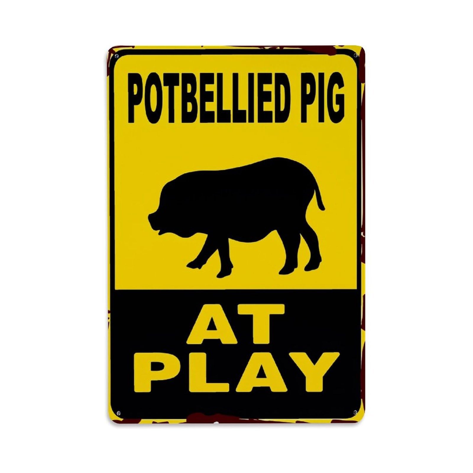 Enderetf Vintage Potbellied Pig At Play Sign Tin Sign Metal Poster, Home Bar Garage Man Cave Cafe Indoor & Outdoor Wall Decoration 8X12inches