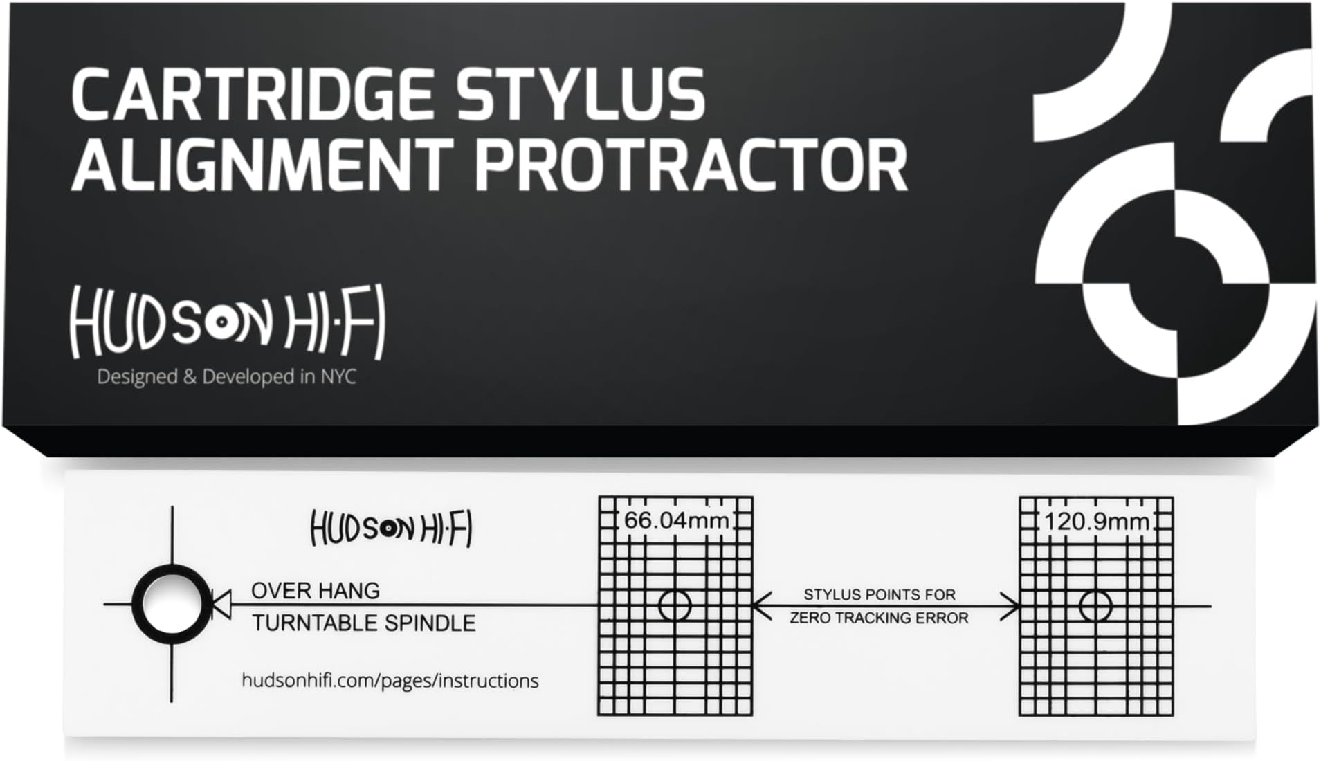 Turntable Phonograph LP Phono Cartridge Stylus Alignment Protractor Tool | High Contrast (VTA Sold Separately)