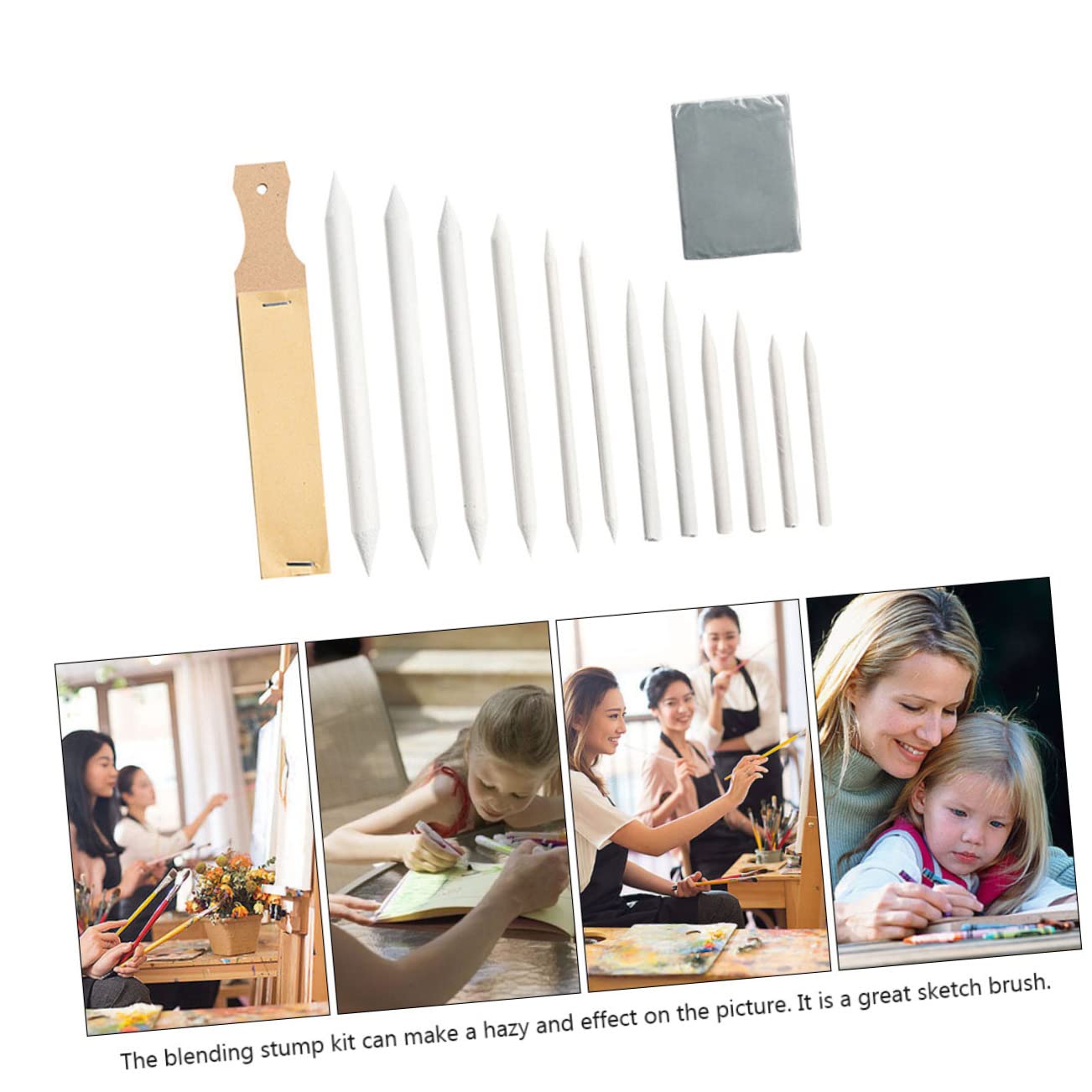 LIFKOME Art Supplies Kit 14pcs Sketch Drawing Tools Blending Stumps Erasers Flexion Pens Smudge Pen for School