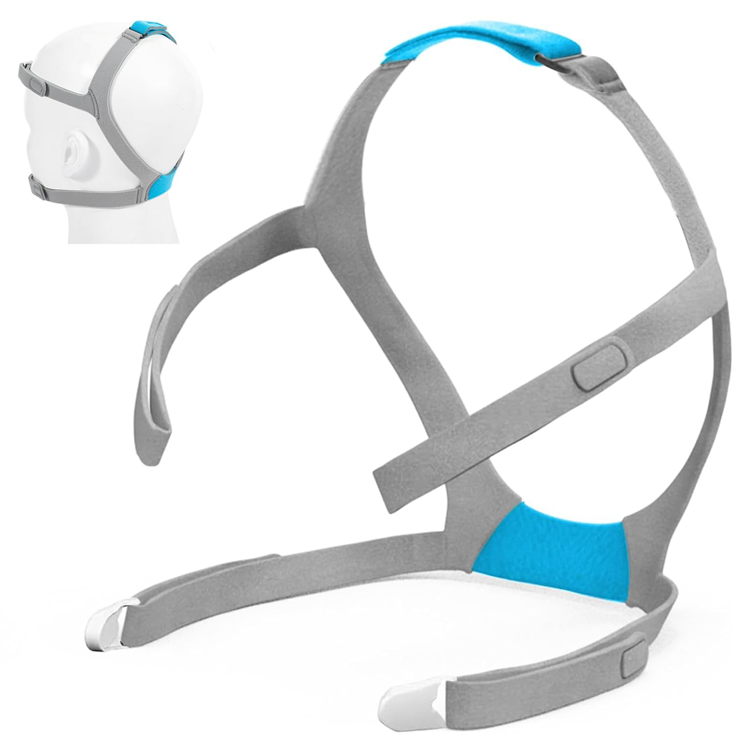 Photo 1 of ?Airfit F30 Headgear with Clips, Comfortable Leak-Free F30 Headgear, Adjustable Unisex Airfit F30 Cpap Headgear Replacement Strap for Airfit F30, Standard Size (Headgear and 2 Magnetic Clips)