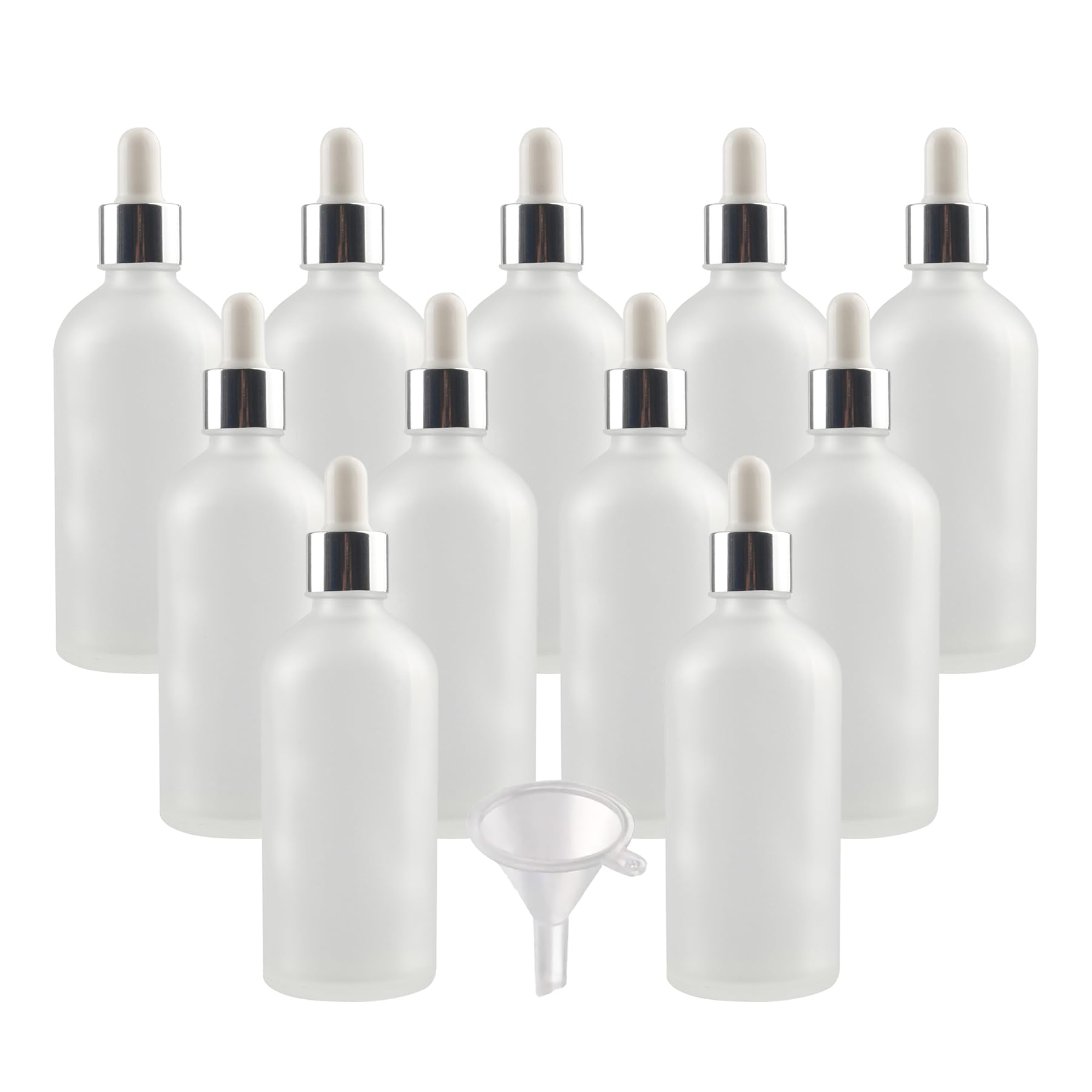 12 Stück 100ml Matt transparent glas Pipettenflasche, Leere Glasflasche mit Silber Pipette, Stichprobe Glaspipette Tropfflasche für Aromatherapie ätherische Öle
