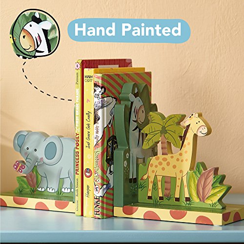 Fantasy Fields - Sunny Safari Animals Thematic Set of 2 Wooden Bookends for Kids | Imagination Inspiring Hand Crafted & Hand Painted Details Non-Toxic, Lead Free Water-based Paint - Thumbnail 4