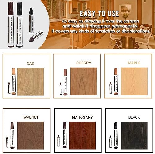 Miniatura 5 de Furniture Repair Kit Wood Markers - Set of 13 - Markers and Wax Sticks with Sharpener Kit, for Stains, Scratches, Wood Floors, Tables, Desks