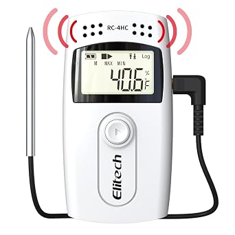 Elitech RC-4HC Temperature and Humidity Data Logger(10PCS), Temperature Recorder, 16000 Points, with External Sensor Reusable