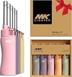 MK Candle Lighter, Butane Refillable Wind-Resistant Flame, 5-Pack for BBQ, Camping, Outdoor Use (Pastel-5pc)