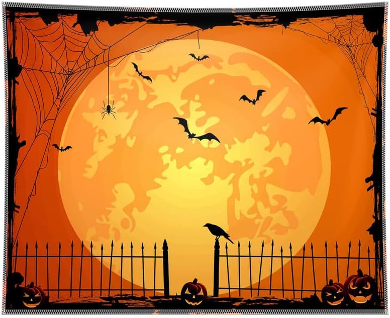 Telón de fondo naranja para fotos de Halloween de 10 x 8 pies para fiestas, parche de calabaza grande, luna, fotografía, fondo, bruja para niños,