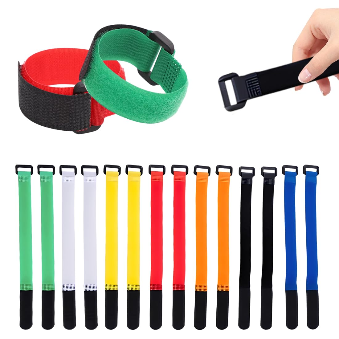 14 Pezzi Cinghie di Fissaggio Riutilizzabili Nylon 30cm x 2cm per Legare e Organizzare, Cinghie Regolabili per la Gestione dei Cavi, Cinghie Organizer, Ufficio e data center