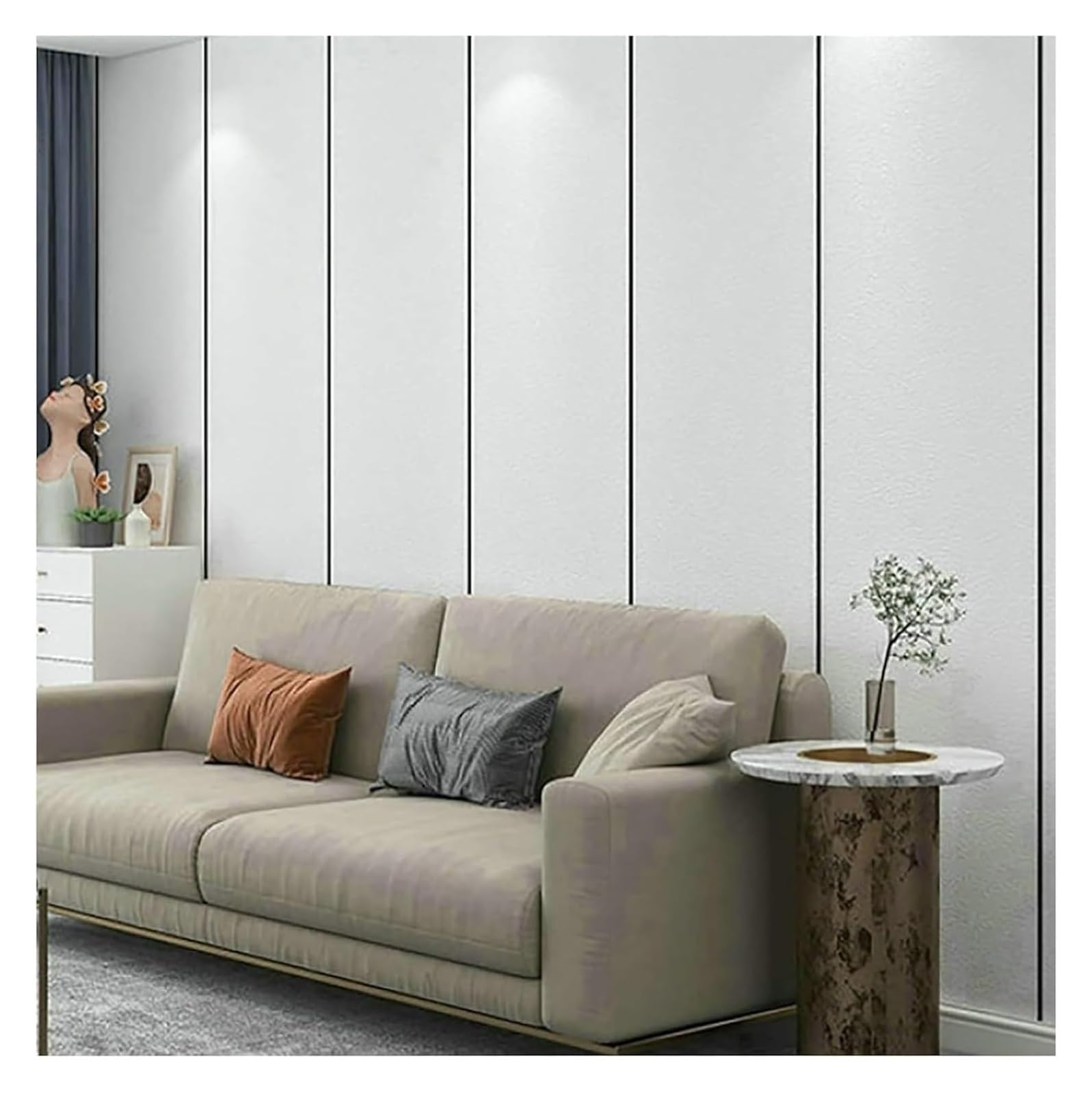 Uoxhfdh Wit Self Adhesive Wallpaper,Peel And Stick Backsplash -Adhesive Wall Panels(,5X0.5m/16.4X1.64ft)