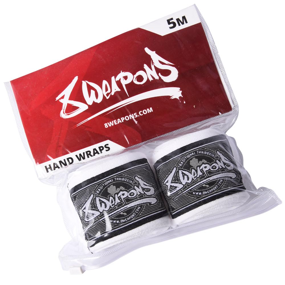 8 WEAPONS Boxbandagen Halbelastisch, Ideal für Training und Wettkampf, Verstärkter Klettverschluss, Bandagen für Muay Thai, K1, Boxen, MMA und Kickboxen