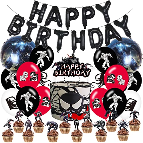 Decoración Fiesta Cumpleaños Venom 32 pcs, Globos Venom, Fiesta de cumpleaños Venom, Decoración...
