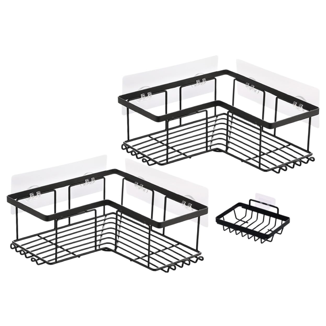 Cabilock Organizador de Ducha de Esquina Negro 1 Juego Acero al Carbono | Montaje sin Herramientas Adhesivos, Estructura en L, Almacenamiento Multipropósito para Baño