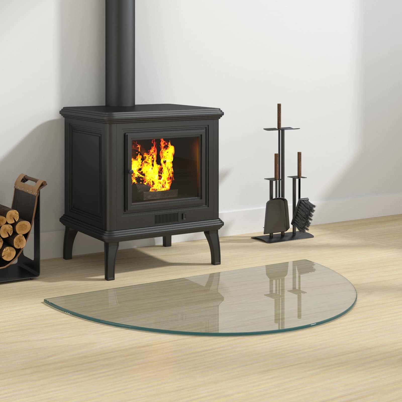 vidaXL Feuerstelle Glasplatte Transparent 800 x 500 mm Glas, Elegante Kaminzubehör, Sicherheitsglas-Panel, Heimdeko, Hitzeschutz, Boden Schutz für drinnen