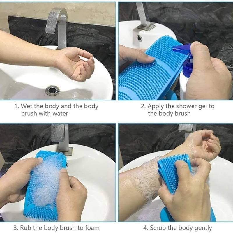 Image of FIGMENT Soft Silicone Bath Body Brush For Men and Women, Deep Nourishing Cleansing, Exfoliation, Dirt Removal, BPA-Free, Back Scrubber, Lather Boosting Bristles, No-Slip Grip, Multicolor (Standard)