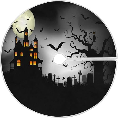 ALAZA Decoración de falda de árbol de Halloween, mini falda de árbol pequeña de 35.4 pulgadas con espeluznante Halloween para Halloween, fiesta,