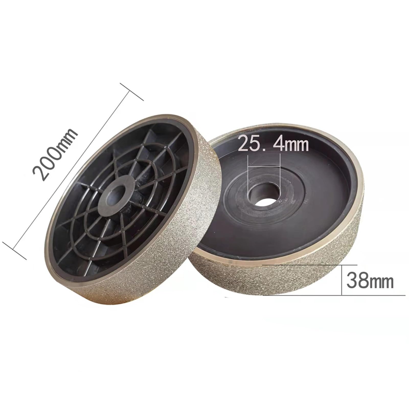 Ściernica, 1 szt. Powlekana galwanicznie tarcza diamentowa do szlifowania akcesoriów średnica tarczy 200mm szerokość 38mm stali wolframowej(Grit 360)