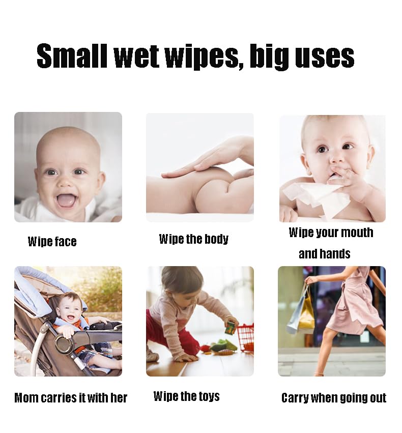 Miniatura 5 de Paquete de 12 toallitas de agua en total, mini toallitas de limpieza de viaje increíblemente compactas, toallitas húmedas respetuosas con la piel,