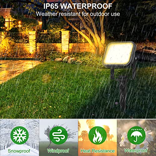 T-Sun Solar Spotlights, Solar Outdoor Spot Lights Warm White Ip65 Waterproof Garden Lights Lawn Light Outdoor Spotlight Auto On/Off For Garden Yard Lawn Path 1 In 1 2Pack #TOP4
