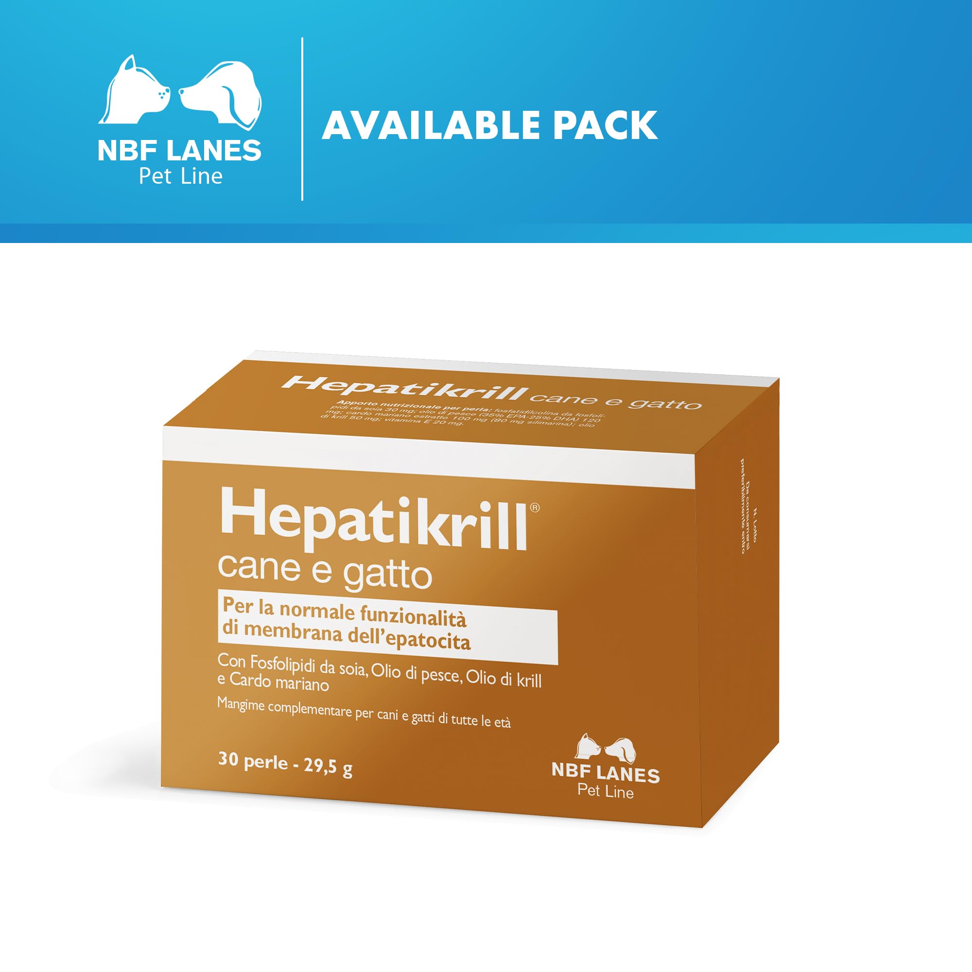 NBF Lanes | Hepatikrill Perro y Gato, 30 Perlas Apetibles, para la Funcionalidad Normal de la Membrana del Hepatocito