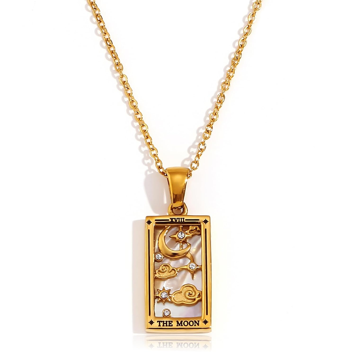 ORIGENCE 18k Gold Plated Tarot Cards Pendant Necklace - Vintage Colorful Charm Necklace Lucky Talisman Hypoallergenic for Women and Men Gift