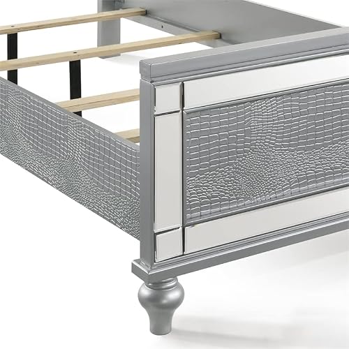 New Classic Furniture 02-9698S-500 Valentino Bed, Twin, Silver #TOP5
