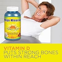 Vista 3 de Nature's Life Mega Minerals Complex Suplemento completo de minerales + vitamina D 250 cápsulas vegetarianas
