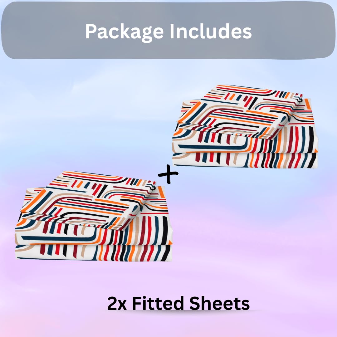 EverSoft Bedding Pack of 2 Super King Fitted Sheets Premium Extra Deep 35cm Pocket Bed Linen Floral Printed Mattress Cover Twin Pack - Image 2