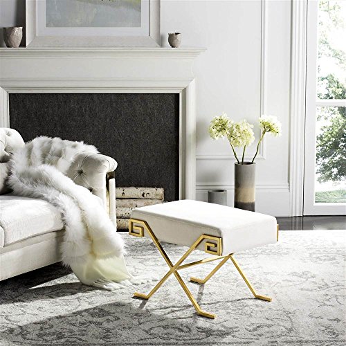 Safavieh Home Collection Luna Light Beige Greek Key Bench - Thumbnail 2