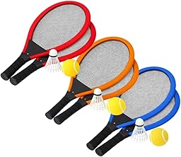 Set de Tennis Géant XL – 2 Raquettes 55 cm, Volant et Balle Souple, Couleurs Aléatoires, Jeu d’Extérieur Enfants et Famille