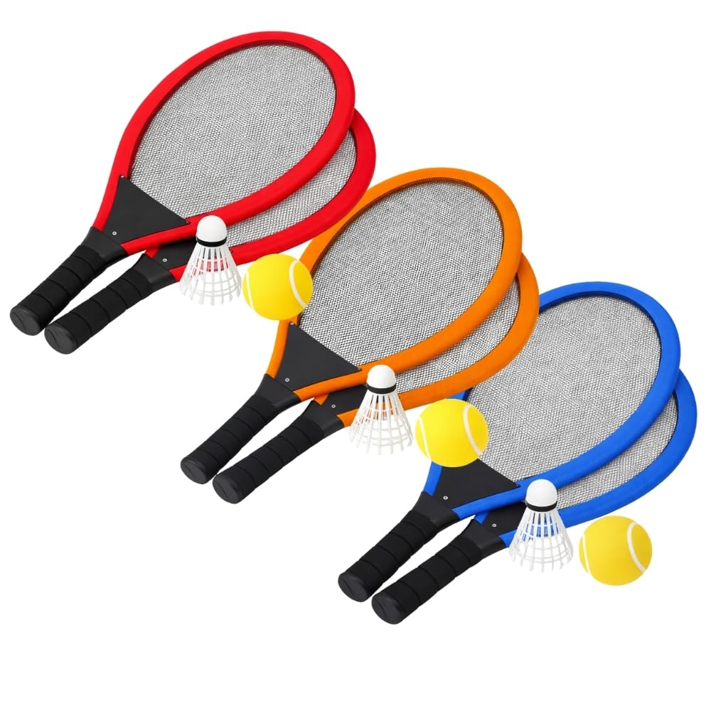 Set de Tennis Géant XL – 2 Raquettes 55 cm, Volant et Balle Souple, Couleurs Aléatoires, Jeu d’Extérieur Enfants et Famille - 1