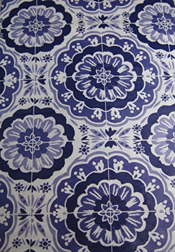 Summer Fun Flannel Back Vinyl Umbrella Tablecloths with Hole and Zipper-Sunburst of Medallions-Purple and White -Assorted Sizes (70 Round)