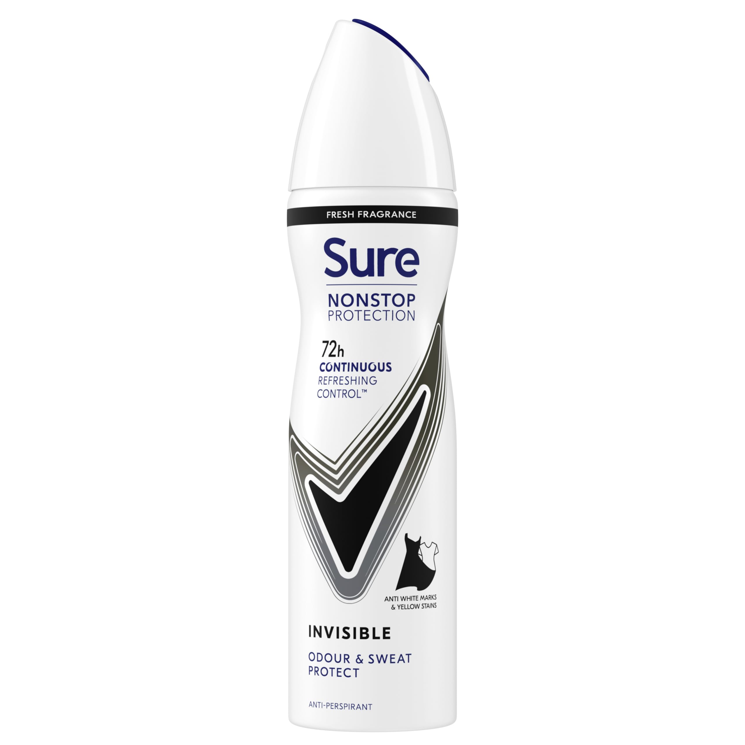 Sure Women's White 'Anti-Perspirant' 72H Deo Invisible Black & 3X150ml In
