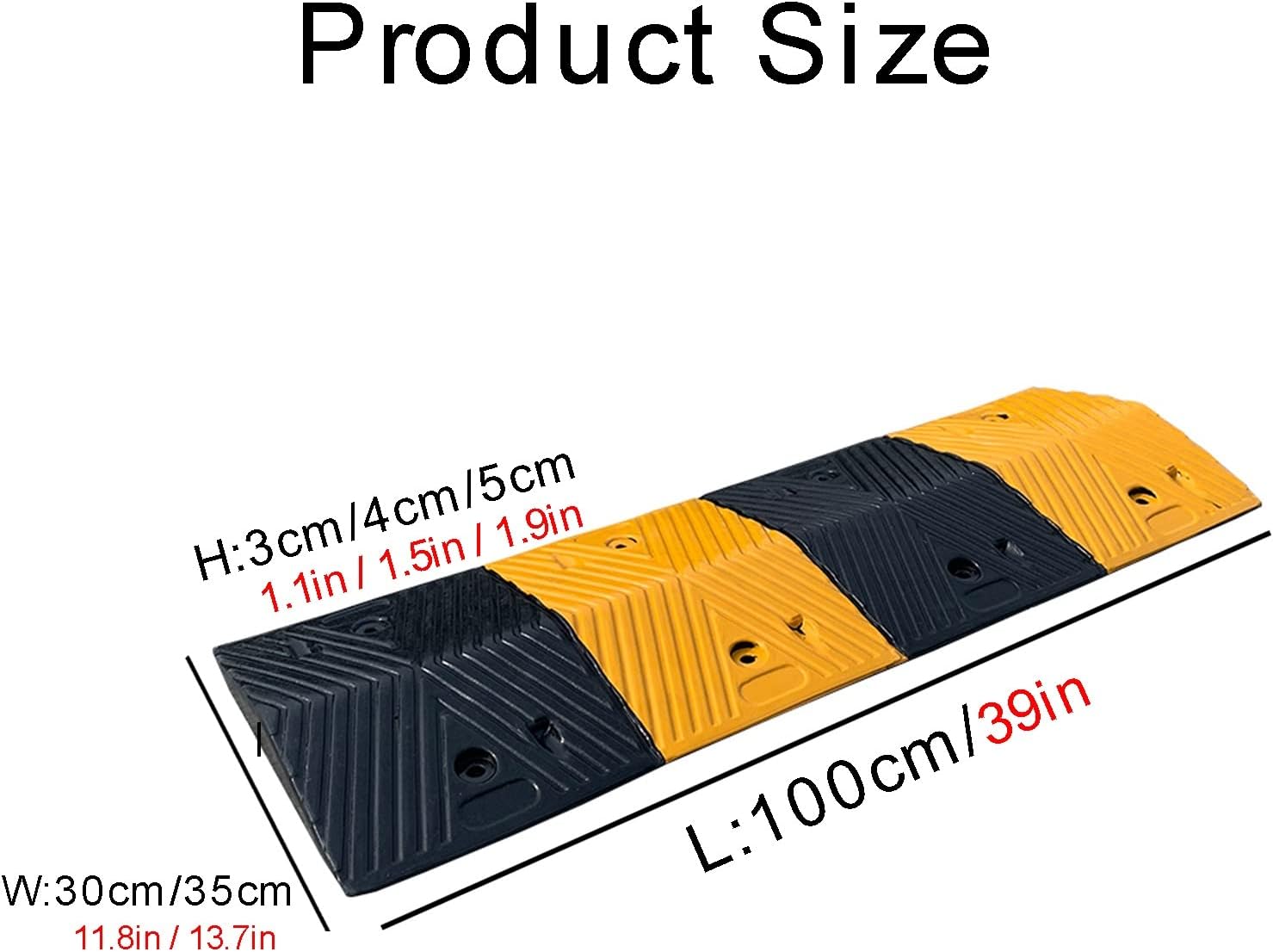 Curb Ramp,Heavy Duty Portable Rubber Kerb Ramps,Speed Bump Can Be Bent Not Easy to Break and Durable,for Car Scooter Motorcycle Wheelchair Threshold Ramps (Size : 100x30x3cm)