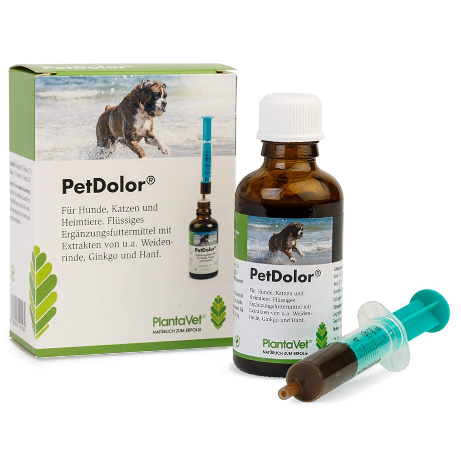 PlantaVet PetDolor | 50 ml | Ergänzungsfuttermittel für Hunde | Kann dabei helfen die Stoffwechselfunktion des Bewegungsapparates anzuregen | Flüssige Nahrungsergänzung