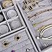 VIEFIN Jewelry Organizer Jewelry Box, Earring Organizer Ring Bracelet Holder Jewelry Case, Velvet Stackable Necklace Jewelry Gift Boxes Dishes Display Trays Closet Storage For Girls- Set Of 3, Grey