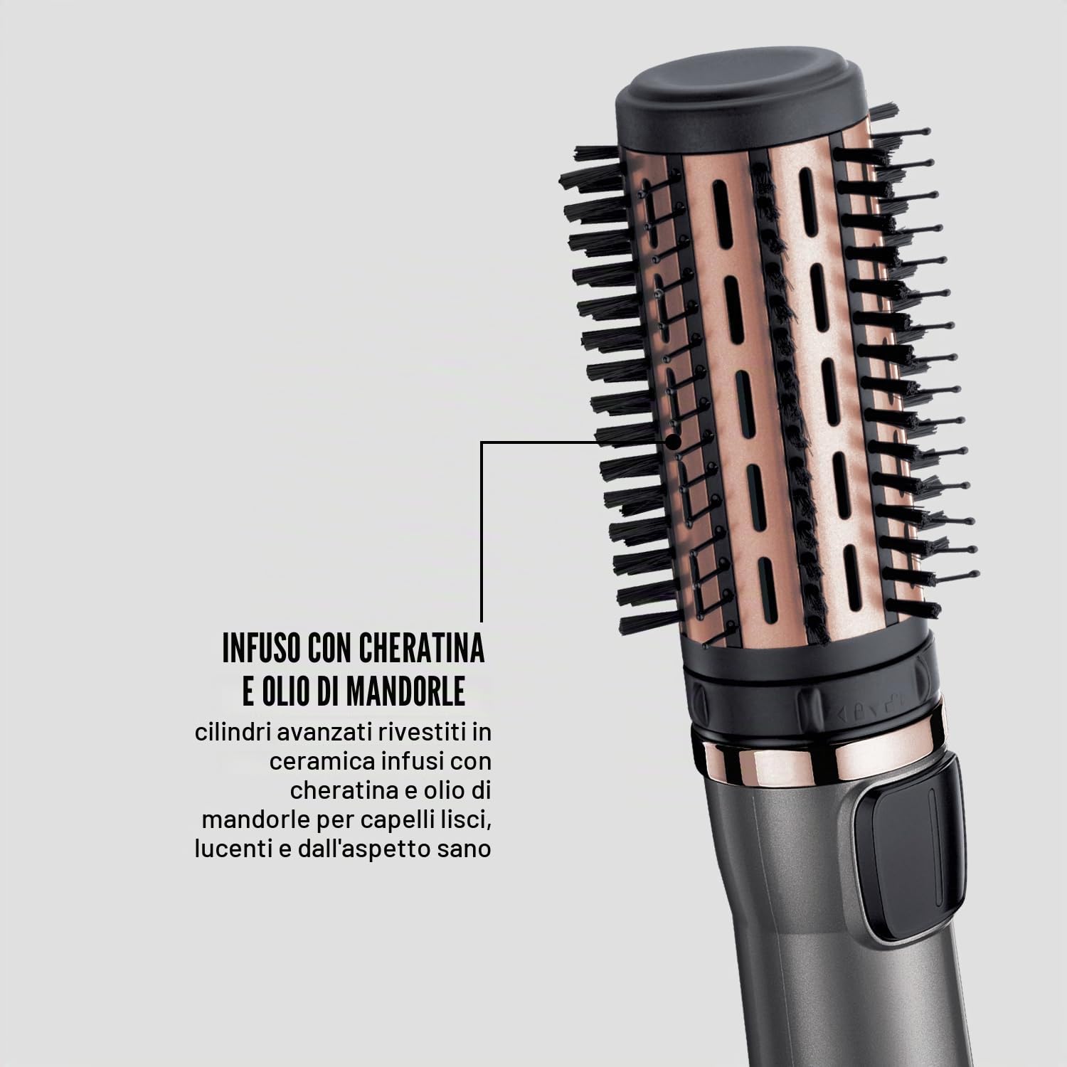 Remington AS8811 Rotating Keratin Protector with 3 Accessories: Mixed Bristles and Soft Bristles, Root Strengthener for Volume and Hair Grippers, Ceramic Coating