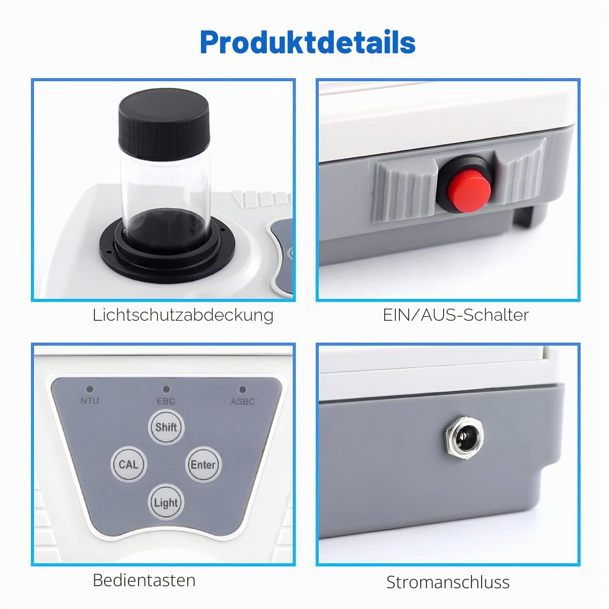 Tragbares Trübungsmessgerät Turbidimeter für Trübung von Flüssigkeiten Messbereich 0-200NTU (Inklusive Standard-Formazin-Lösung)