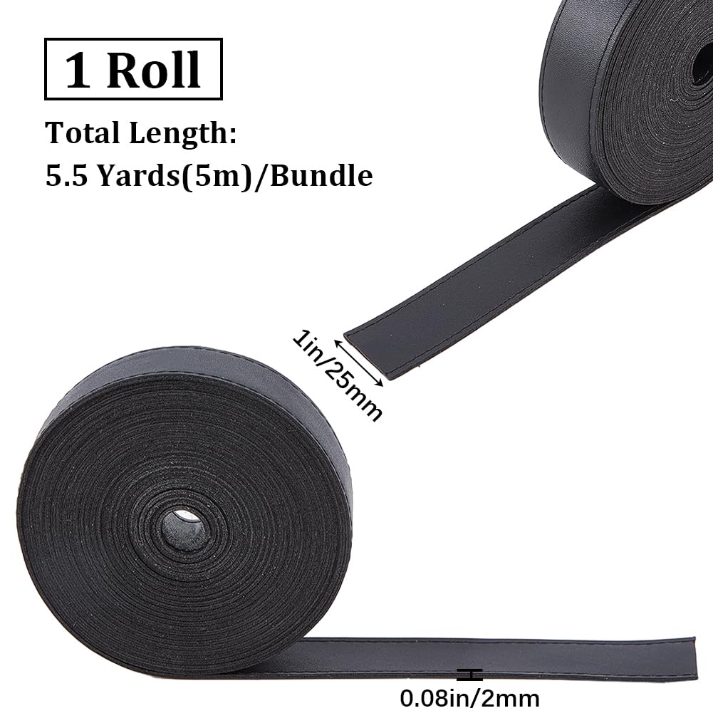 GORGECRAFT 5M x 25mm Black Leather Strap Double Sided Flat Leather Cord 2mm Thick Imitation Leather Strips Threads Strings for DIY Crafts Handle Wrap Belt Pet Collars Jewelry Making Tooling Workshop - Image 2